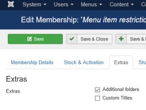 The Extras tab