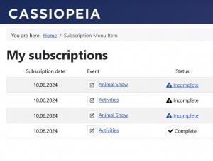 Subscriptions menu item