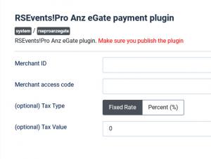 RSEvents!Pro Anz eGate Payment Plugin configuration
