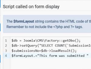 Scripts called on form display example