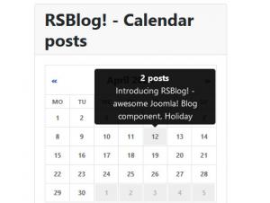 RSBlog Calendar module frontend