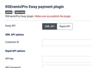 RSEvents!Pro Eway payment plugin configuration