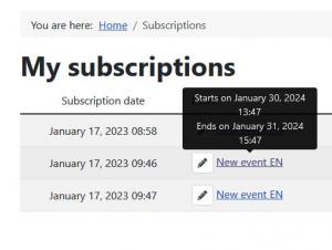 Frontend user's subscriptions