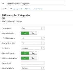 RSEvents!Pro Categories Module Options
