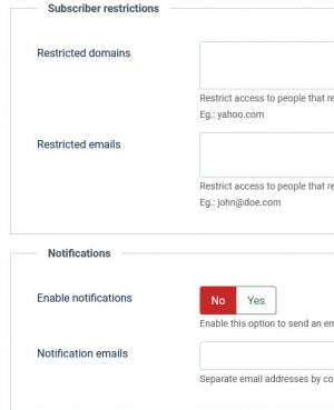 Subscriber restrictions and Notifications