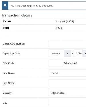 Complete the transaction details (frontend view).