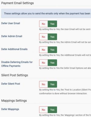 Payment email settings