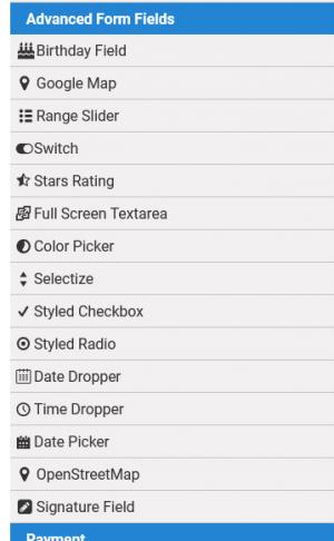 Commercial plugins advanced form fields