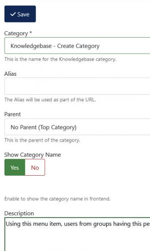 Knowledgebase - Create Category