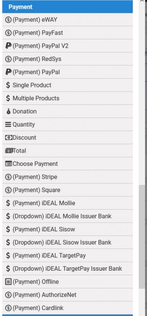 Payment related fields