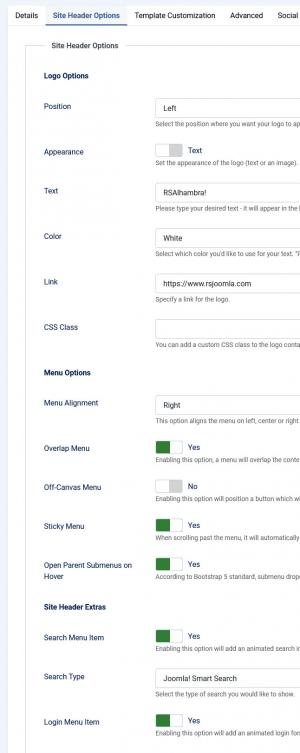 Site Header Options