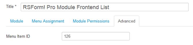 Frontend List Module Configuration Advanced Tab