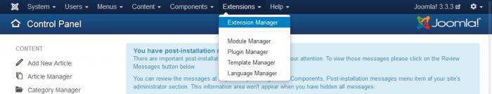 Extensions - Extension Manager