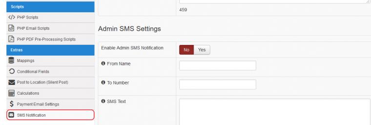 RSForm!Pro SMS Notification Plugin Configuration