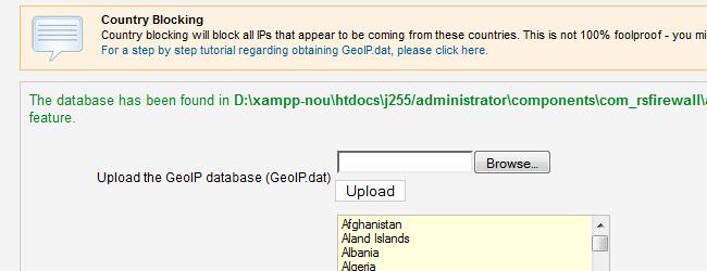 RSFirewall! - Country blocking