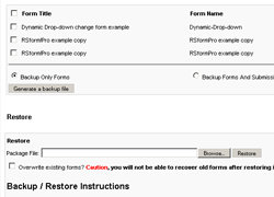 New RSForm!Pro backup and restore option