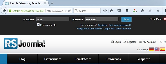 Login at rsjoomla.com