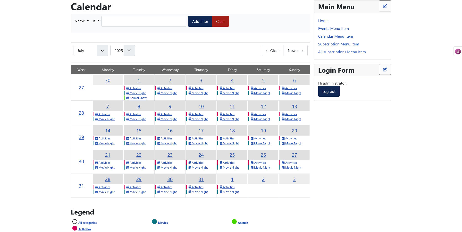 dejar Túnica Valiente calendario para joomla Medio Lujoso difícil