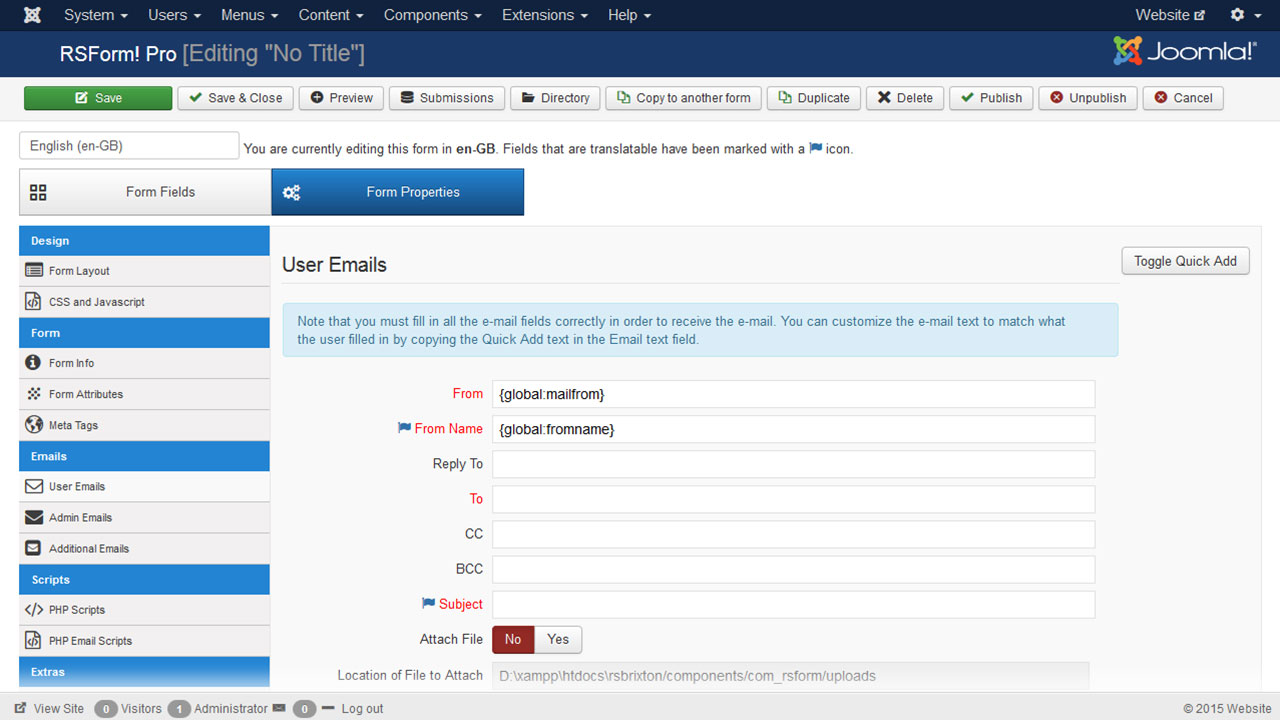 conditional fields contact 7 form RSForm!Pro Manager   Joomla Form and Builder