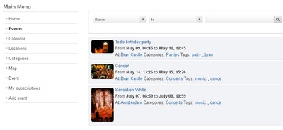 RSEvents!Pro list events menu item
