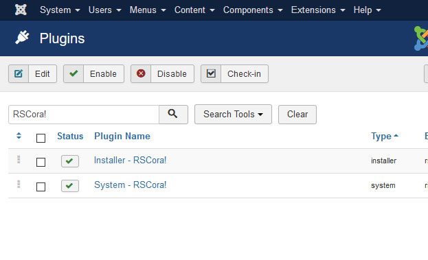 Go to Installer Plugin RSCora!