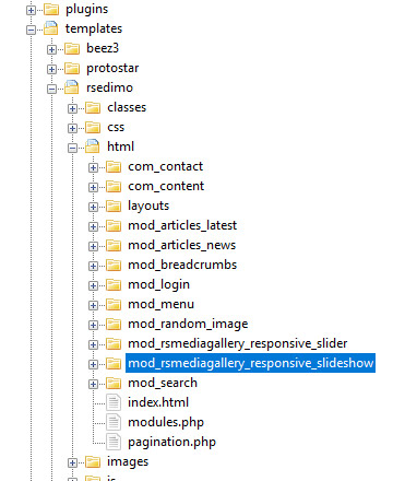 Built-in overrides RSMediaGallery! Responsive Slideshow module folder