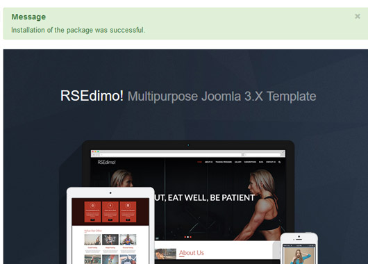 Installing RSEdimo! 3.x Joomla! template Step 4