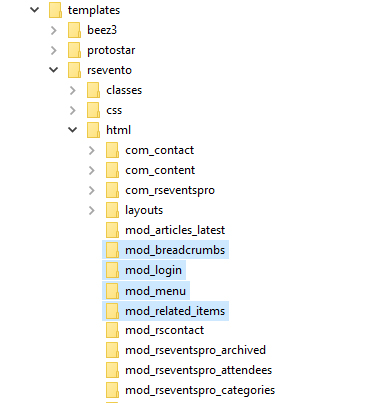 Built-in overrides Default Joomla! Modules