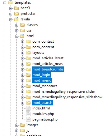 Built-in overrides Default Joomla! Modules