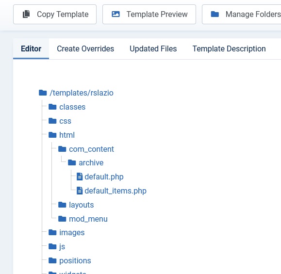 Built-in overrides Default Joomla! Content folder
