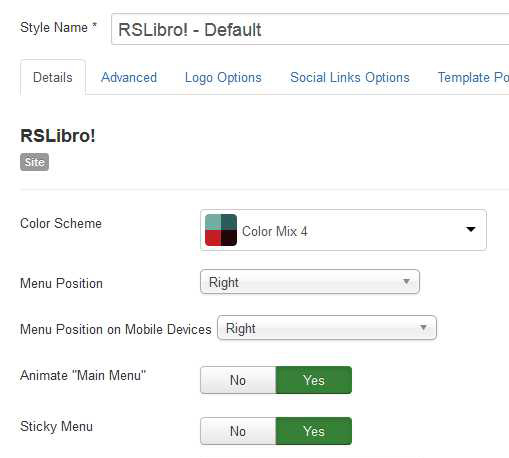 RSLibro! Joomla! 3.x template Details Tab preview Part 1