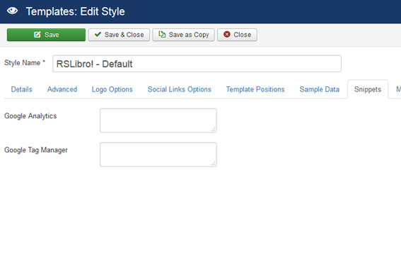 RSLibro! Joomla! 3.x template Snippets Tab preview