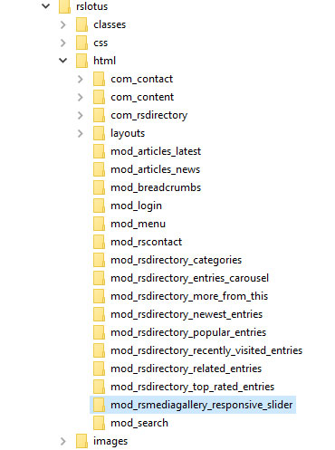 Built-in overrides RSMediaGallery! Responsive Slider module folder