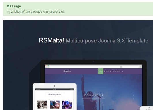 Installing RSMalta! 3.x Joomla! template Step 4
