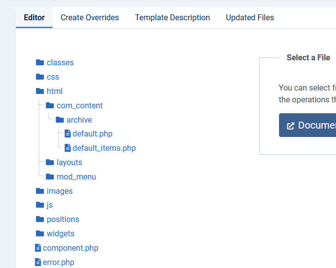 Built-in overrides Default Joomla! Content folder