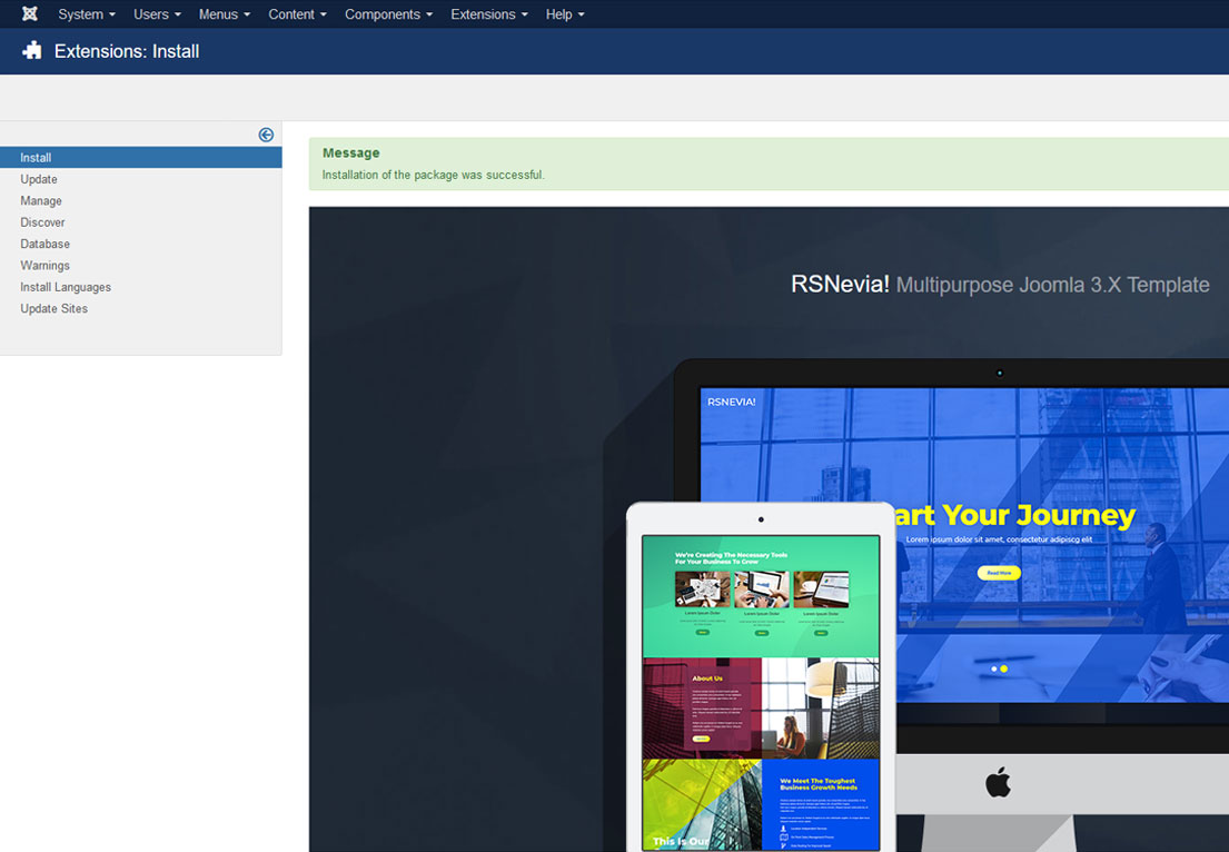 Installing RSNevia! 3.x Joomla! template Step 4