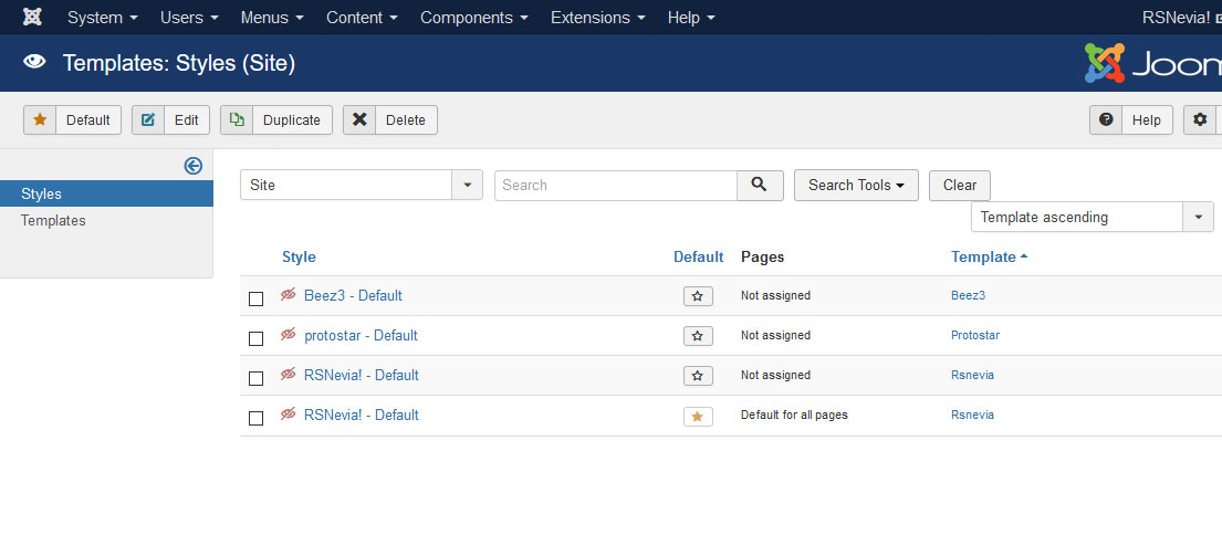 Installing RSNevia! 3.x Joomla! template Step 5