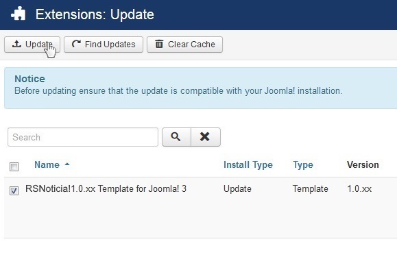 Select RSNoticia! 1.0.xx Template for Joomla! 3 and Update