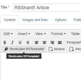 Accessing rsshanti! Shortcodes with other editors installed