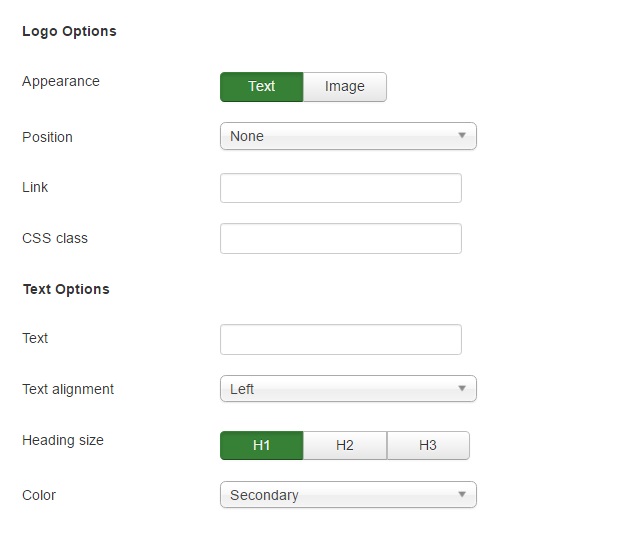RSShanti! Joomla! 3.x template Header Options Tab preview