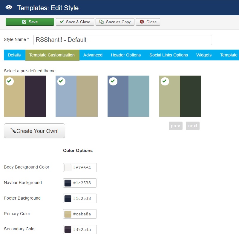RSShanti! Joomla! 3.x template Advanced Tab preview 1